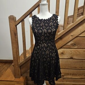 Jodi Kristopher Elegant Black Lace Cocktail Dress